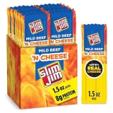 Slim Jim Beef Cheese Smoked Meat Sticks Mild 8g Protein 1.5oz 18 Count Easter Basket