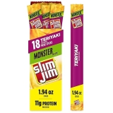 Slim Jim Monster Teriyaki Smoked Meat Sticks, High Protein Snack, 18 Count, 1.94 oz Each