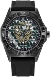 Citizen Mens Eco-Drive Black Panther Watch 42mm Black Stainless Steel Silicone Strap