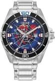 Citizen Mens Eco-Drive Spider-Man Watch Stainless Steel Spider-Man Art Dial BM7610-52W