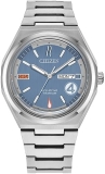 Citizen Mens Eco-Drive AW0131-66W Silver Super Titanium Blue Dial Day Date Watch