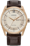 Citizen Mens Classic Eco-Drive Watch with Day, Date, and 3-Hand Movement