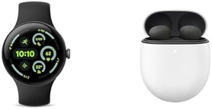 Google Pixel Watch 3 45mm LTE Matte Black with Obsidian Band Pixel Buds Pro 2 Hazel Bundle