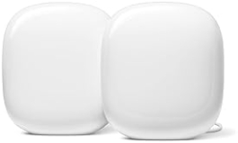 Google Nest WiFi Pro 2-Pack Mesh Router Snow - Wi-Fi 6E, Fast Speed, Whole Home Coverage