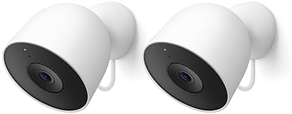 Google Nest Cam Outdoor 2nd Gen Wired 2-Pack - 2K Video, Night Vision, 2-Way Audio, Snow