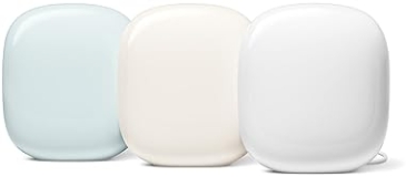 Google Nest WiFi Pro 6E Mesh Router 3-Pack Fast Whole Home Coverage Snow, Linen, Fog