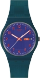 Swatch Unisex Green Bio-Sourced Quartz Watch with Patterned Dial Casual Style