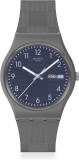 Swatch Unisex Grey Bio-Sourced Quartz Casual Watch with Tile Dial