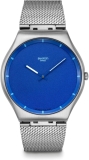 Swatch Skin Irony Blue Stainless Steel Quartz Watch Unisex Water Resistant Casual Timepiece