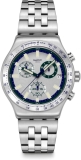 Swatch Skin Irony Unisex Blue Stainless Steel Quartz Watch Water Resistant Midnight Mirror