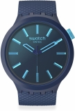 Swatch Big Bold Biosourced Blue Automatic Waterproof Unisex Watch with Indigo Glow Polymer