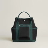 Hermes Garden Party pockets vertical bag noir / vert cyprès