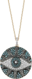 Bee Goddess Eye Light Gold Diamond Necklace blue diamond