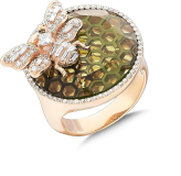 Bee Goddess Queen Bee Bon Bon Gold Diamond Ring, 13, Rose Gold
