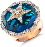 Bee Goddess Sirius Star 18K Diamond Ring, 14, Rose Gold