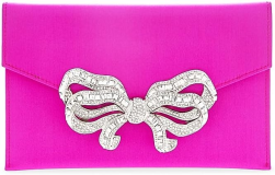 Judith Leiber Couture Bow Envelope Clutch Silver Fuchsia