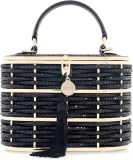 Judith Leiber Couture Willow Crystal Woven Top Handle Bag  Black