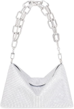 Judith Leiber Couture Bowie Crystal Clutch  Silver Rhine