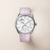 Hermes Arceau Petite Lune watch, Large model, 38 mm Large mauve pâle