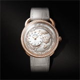 Hermes Arceau Le Temps voyageur watch, Large model, 38 mm gris perle