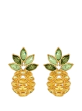 Oscar de la Renta Pineapple Crystal Leaf Clip-On Earrings