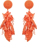 Oscar de la Renta Raffia Tassel Bouquet Clip-On Earrings