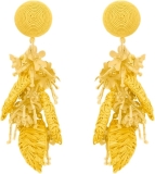 Oscar de la Renta Raffia Tassel Bouquet Clip-On Earrings Yellow