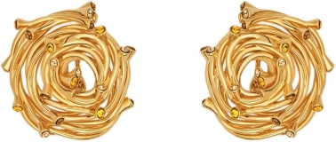Oscar de la Renta Rhinestone Nest Earrings Topaz