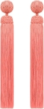 Oscar de la Renta Silk Rope Tassel Clip-On Earrings  Guava