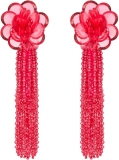 Oscar de la Renta Flower Chandelier Clip-On Earrings Rose