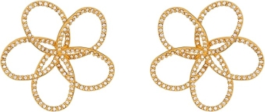 Oscar de la Renta Flower Rhinestone Chain-Link Earrings  Crystal
