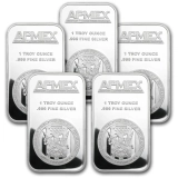 APMEX 1 oz Silver Bar - APMEX (Lot of 5 Bars)