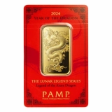 APMEX 2024 1 oz Gold Bar - PAMP Lunar Legends Azure Dragon (In Assay)