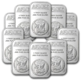 APMEX Lot of 10 - 1 oz Silver Bar by APMEX .999 Fine