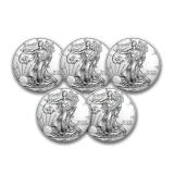 APMEX 1 oz American Silver Eagle BU (Random Year) - Lot of 5