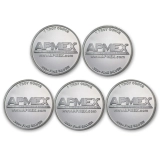 APMEX Round - Lot of 5 Rounds .999 Fine Silver 1 oz Silver