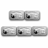 APMEX 1 oz Silver Bar - 1901 $10 Bison - Lot of 5