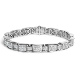 Haus of Brilliance 18k white gold 5.0 carat princess diamond buckle link bracelet