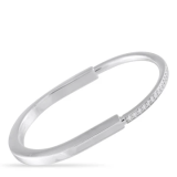Tiffany & Co. lock 18k white gold 1.20ct diamond bangle bracelet ti03-060326