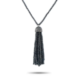 Ivanka Trump 18k white gold black diamond tassel pendant necklace it17-060326
