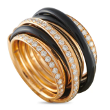 De Grisogono allegra 18k rose gold 1.75ct diamond and black ceramic ring dg09-060426