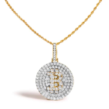 Haus of Brilliance yellow gold 2-1/3 cttw diamond bitcoin letter b pendant necklace