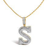 Haus of Brilliance men's 10k yellow gold 1 5/8 cttw letter s initial pendant necklace