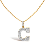 Haus of Brilliance men's 10k yellow gold 1 3/4 cttw diamond letter c initial pendant necklace